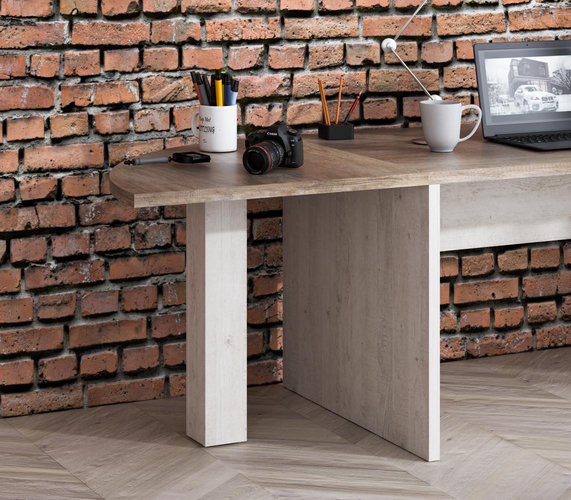 FORTE Duro Schreibtisch, Holzwerkstoff, Weiß/Beige/Braun, 80 x 72,2 x 80 cm Bild 1