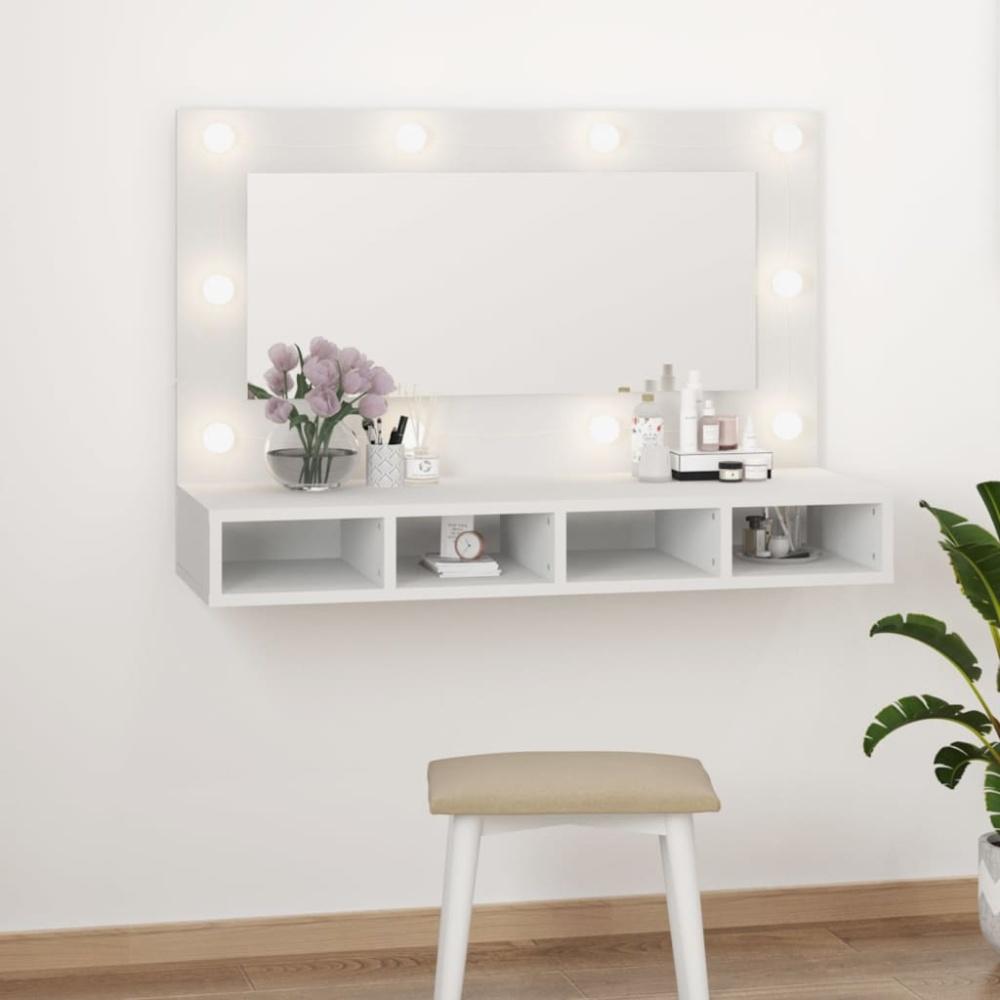 Spiegelschrank mit LED Weiß 90x31,5x62 cm Bild 1