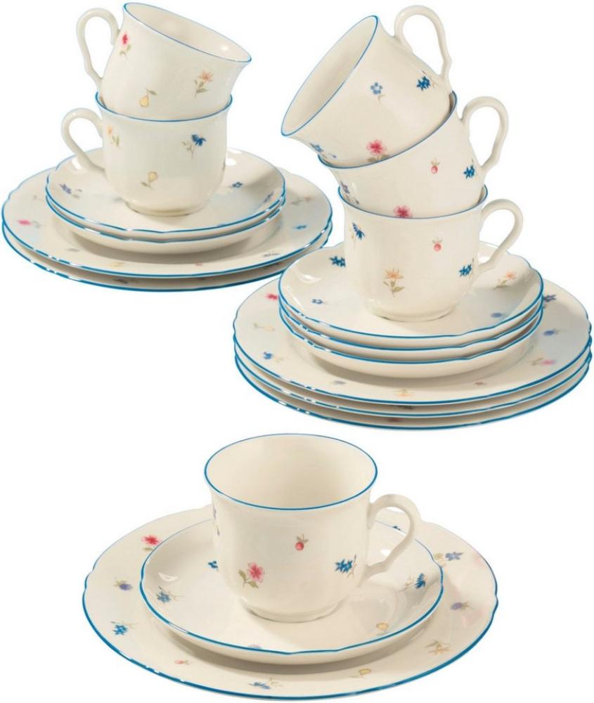 Seltmann Weiden Kaffeeservice Geschirr-Set, 18 Teile, Marieluise Streublume (18-tlg), 6 Personen, Porzellan, Blumen, Made in Germany Bild 1