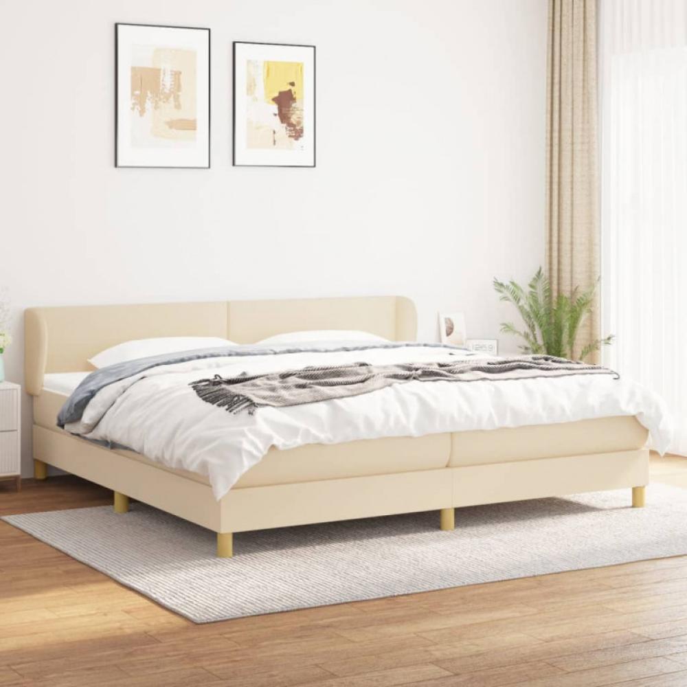 vidaXL Polsterbett mit Matratze Creme 200x200 cm Stoff, Härtegrad: H2 [3126674] Bild 1