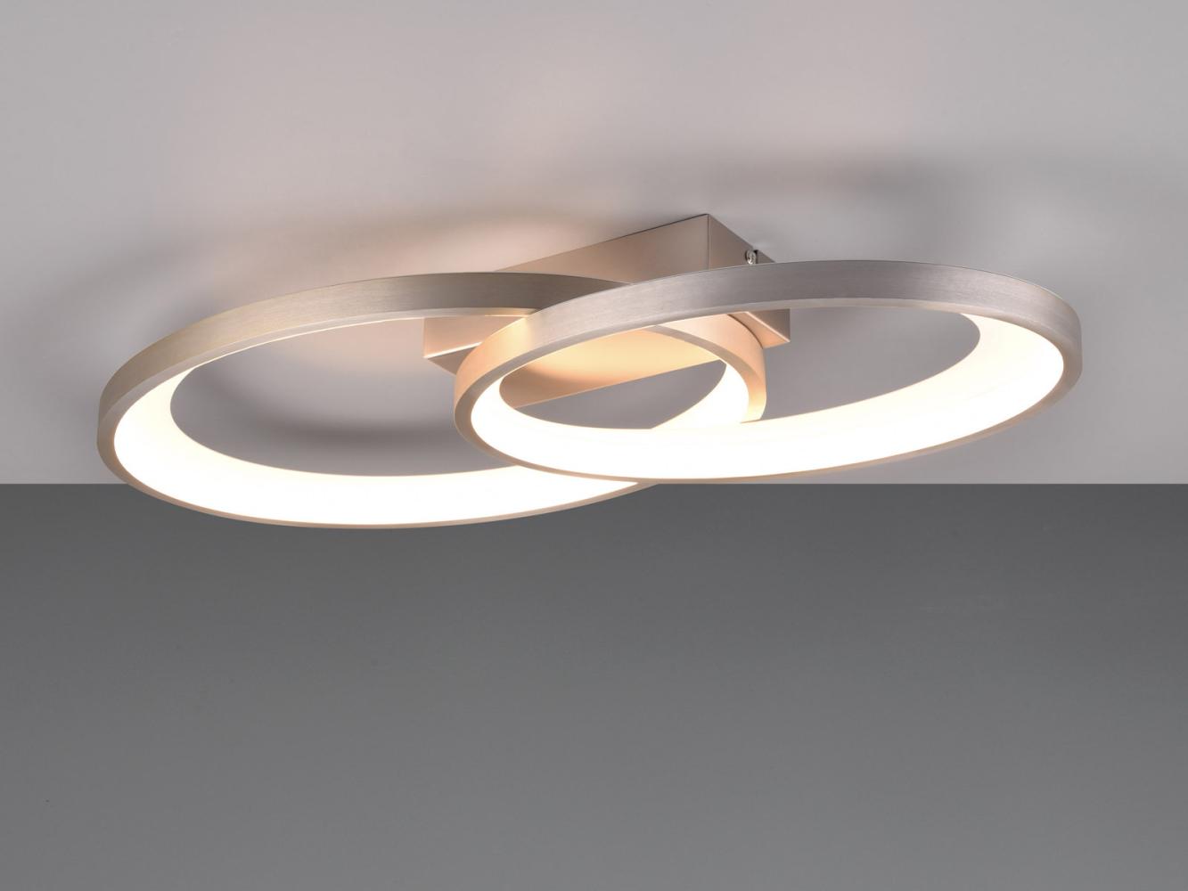 Große LED Deckenleuchte MALAGA 2 Ringe, Silber - 57cm lang Bild 1