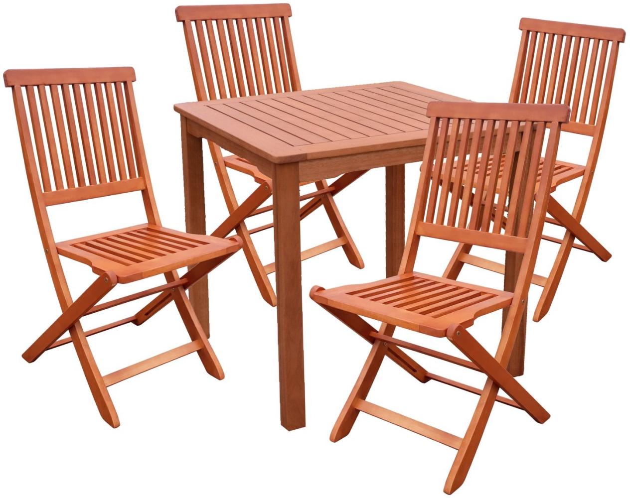 3tlg. Holz Tischgruppe Gartenmöbel Gartentisch Stuhl Garten Hochlehner Tisch Bild 1