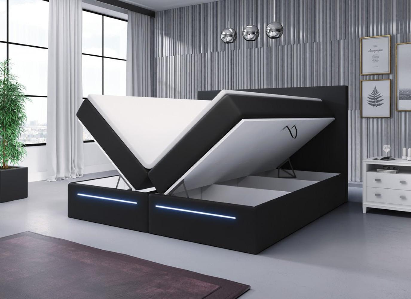 Boxspringbett Sejour mit LED u. Stauraum 200x200 Schwarz H3 Bild 1