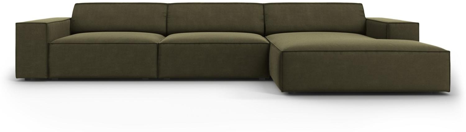 Micadoni 4-Sitzer Samtstoff Ecke rechts Sofa Jodie | Bezug Green | Beinfarbe Black Plastic Bild 1