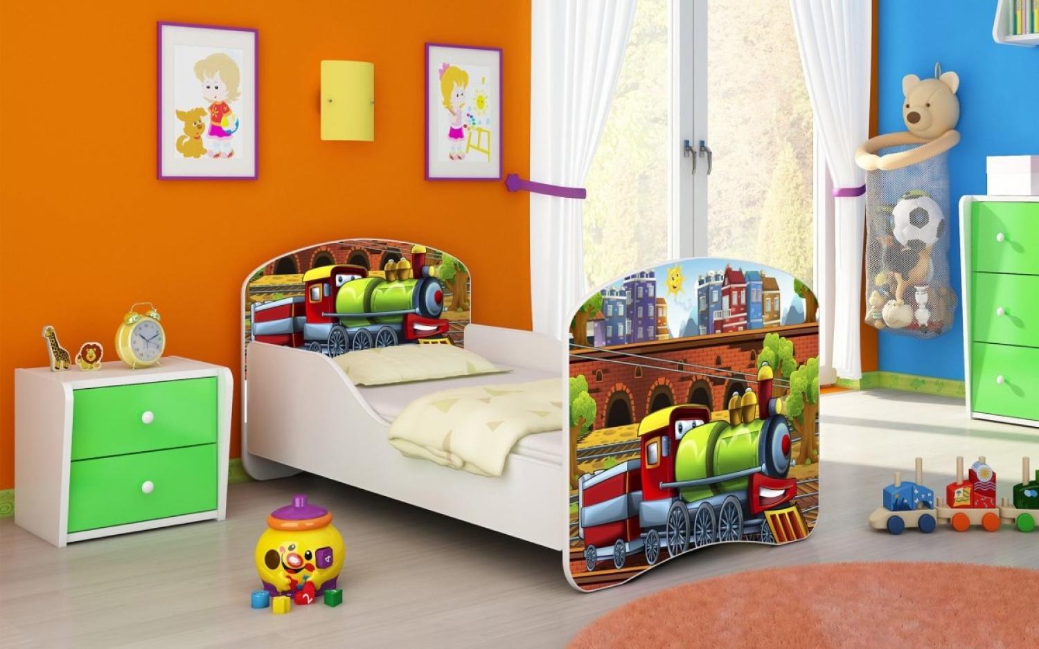Kinderbett Milena mit verschiedenen Mustern 180x80 Train Bild 1