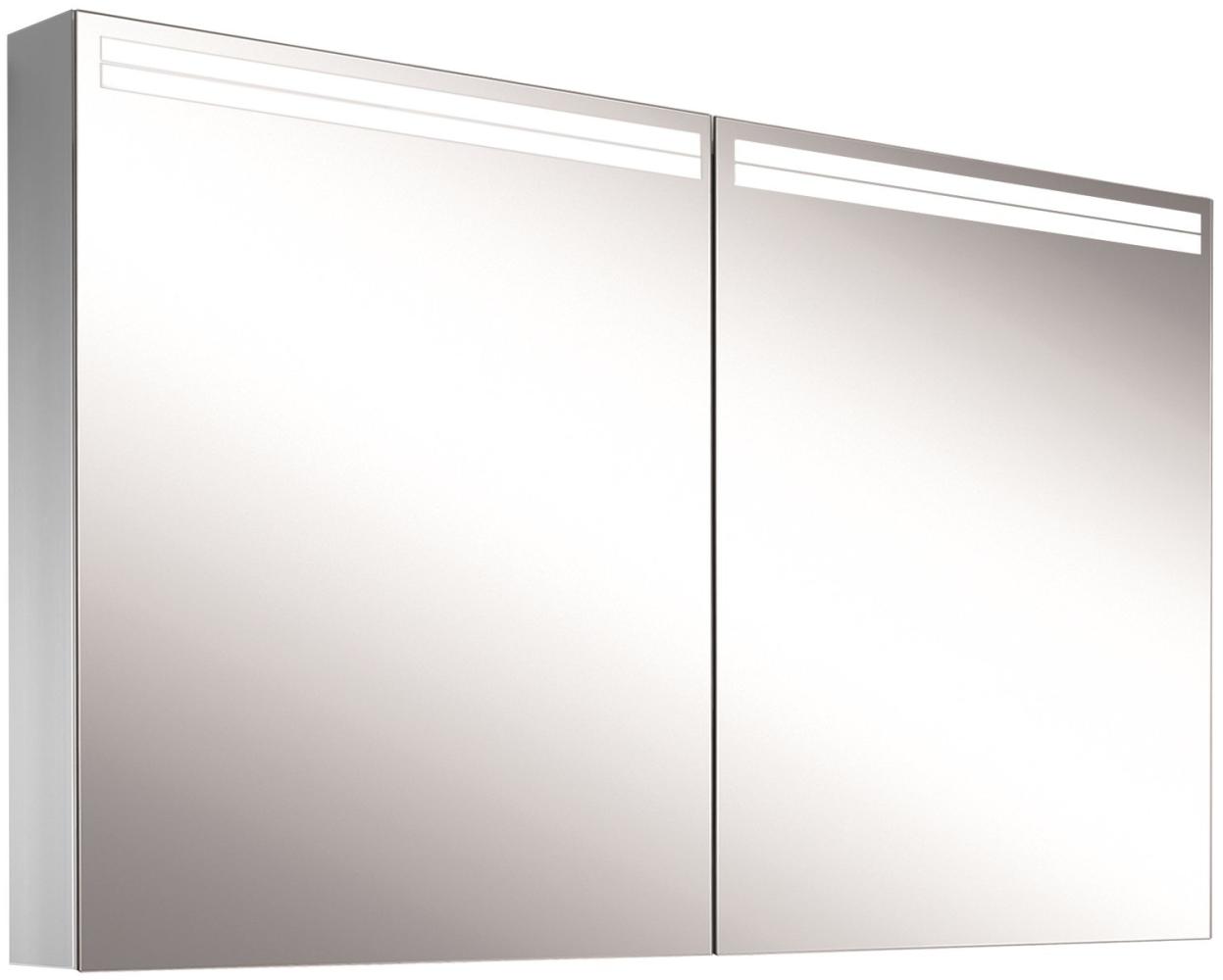 Schneider ARANGALINE LED Lichtspiegelschrank, 2 Doppelspiegeltüren, 130x70x12cm, 160. 530. 02. 41, Ausführung: CH-Norm/Korpus silber eloxiert - 160. 530. 01. 50 Bild 1