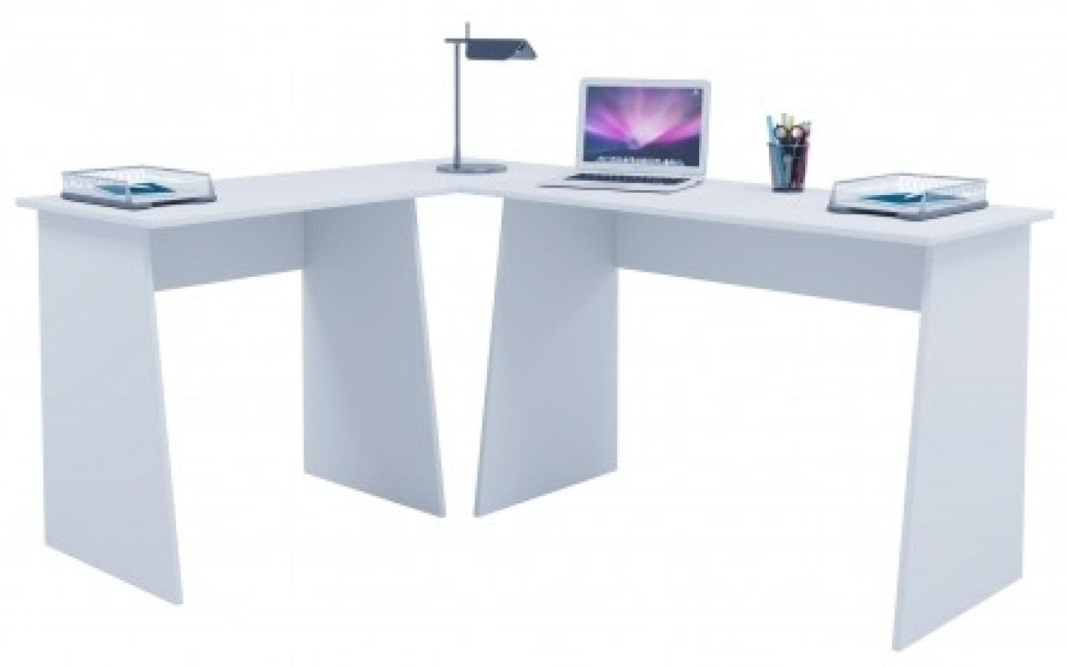 Eckschreibtisch Computer Schreibtisch Arbeitstisch PC Tisch Bürotisch weiß Bild 1