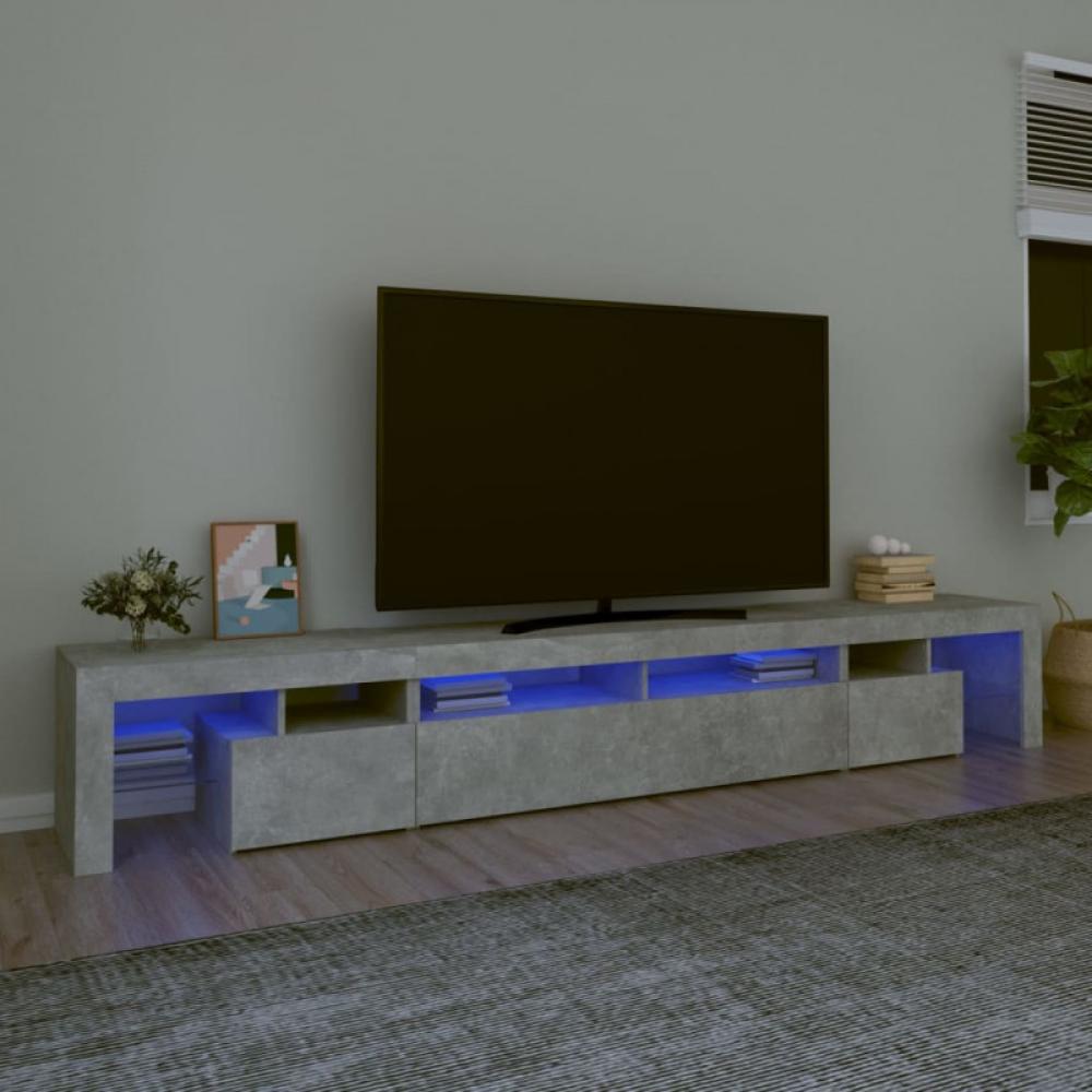 TV-Schrank mit LED-Leuchten Betongrau 260x36,5x40 cm (Farbe: Grau) Bild 1