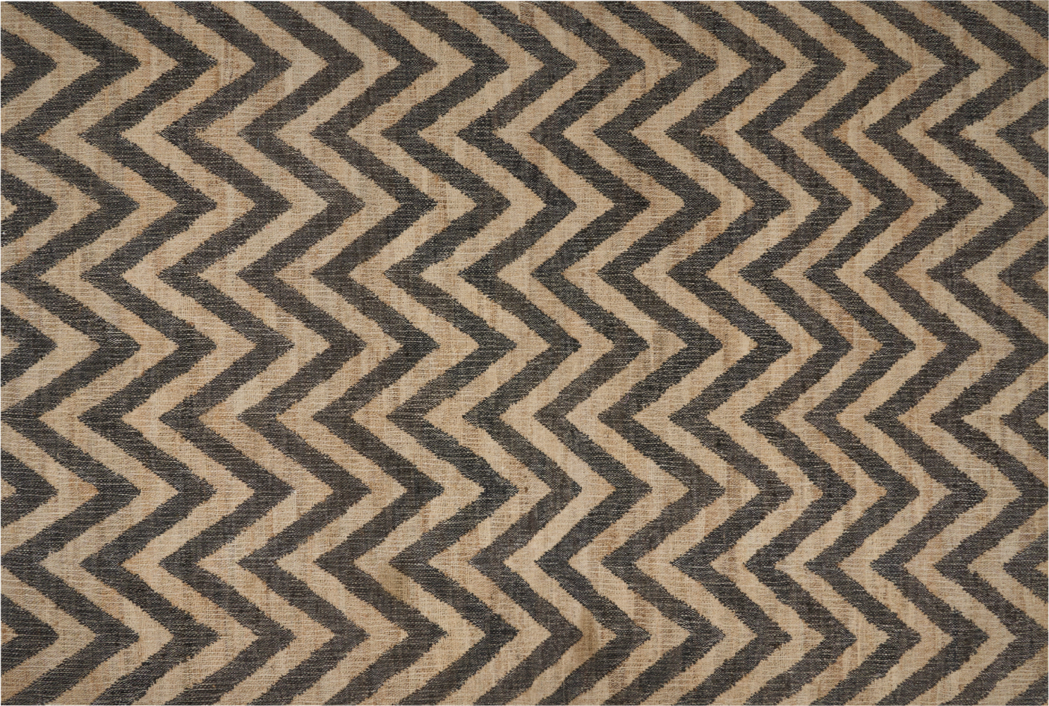Teppich Jute beige schwarz 200 x 300 cm ZickZack-Muster Kurzflor DEDEPINARI Bild 1