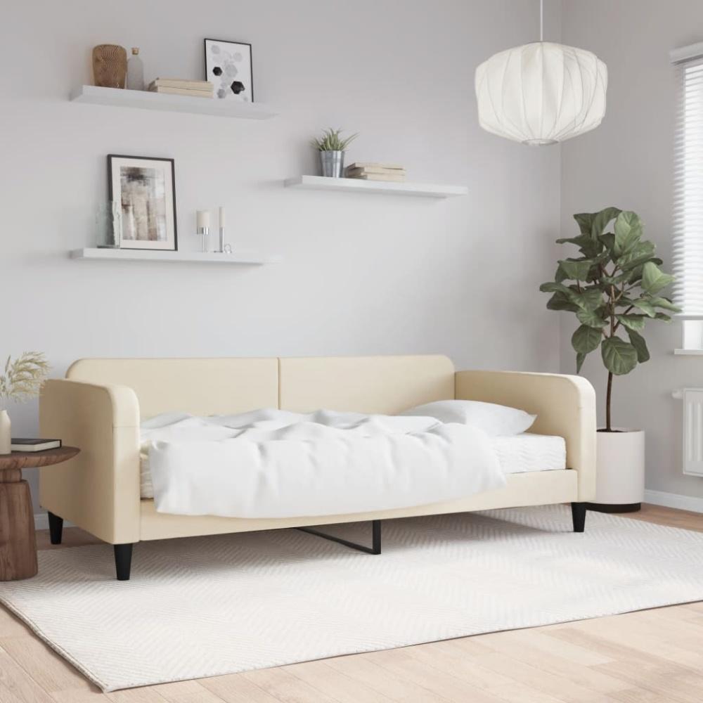 vidaXL Tagesbett mit Matratze Creme 90x200 cm Stoff Bild 1