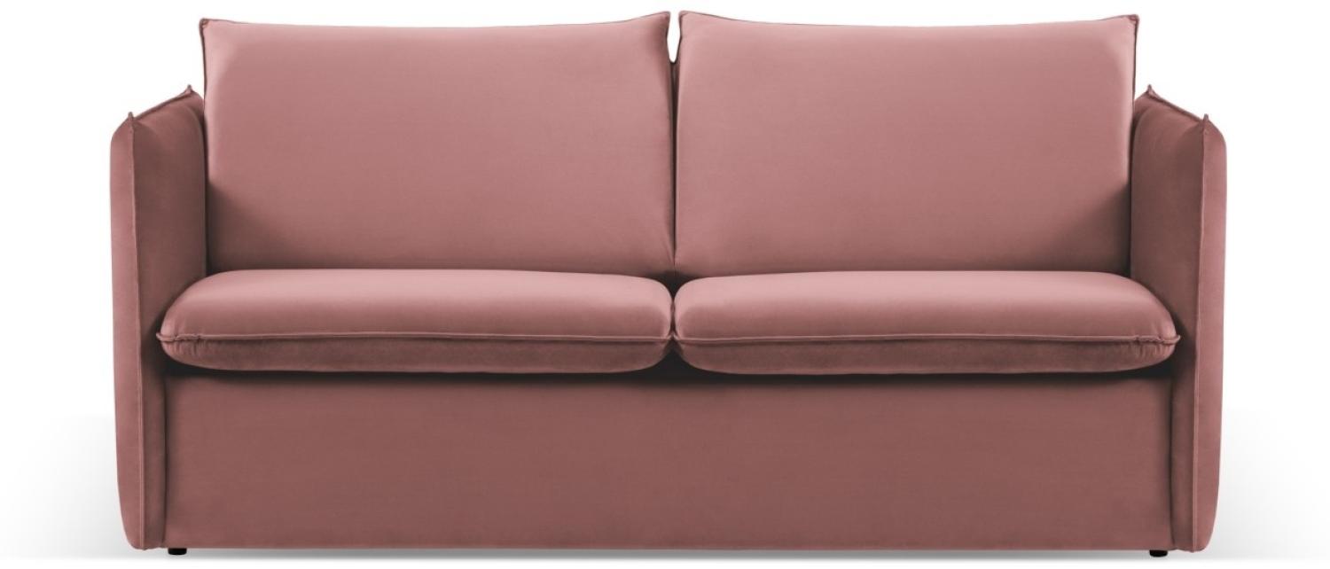 Micadoni 2-Sitzer Samtstoff Sofa mit Bettfunktion Agate | Bezug Pink | Beinfarbe Black Plastic Bild 1