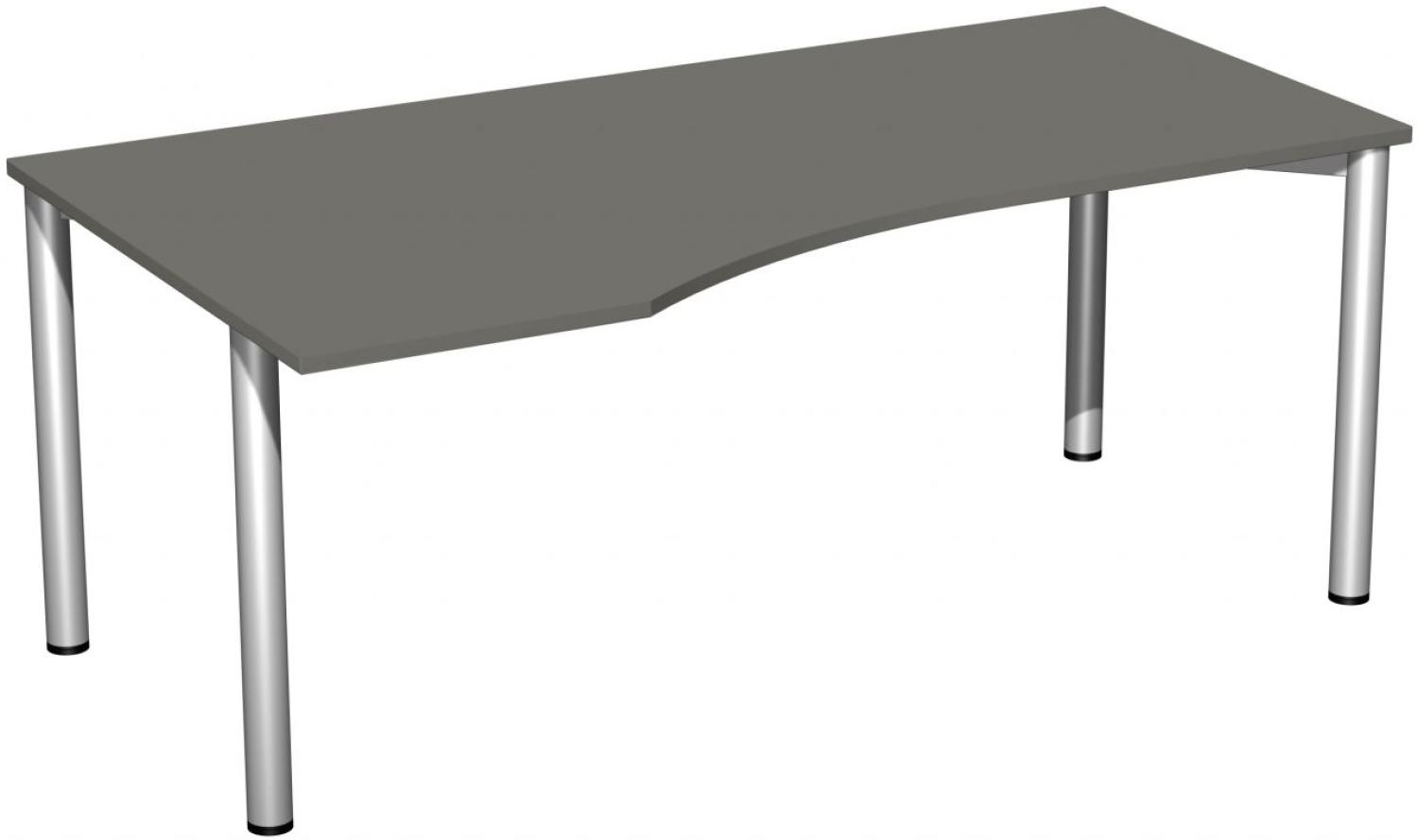 PC-Schreibtisch '4 Fuß Flex' links, 180x100cm, Graphit / Silber Bild 1