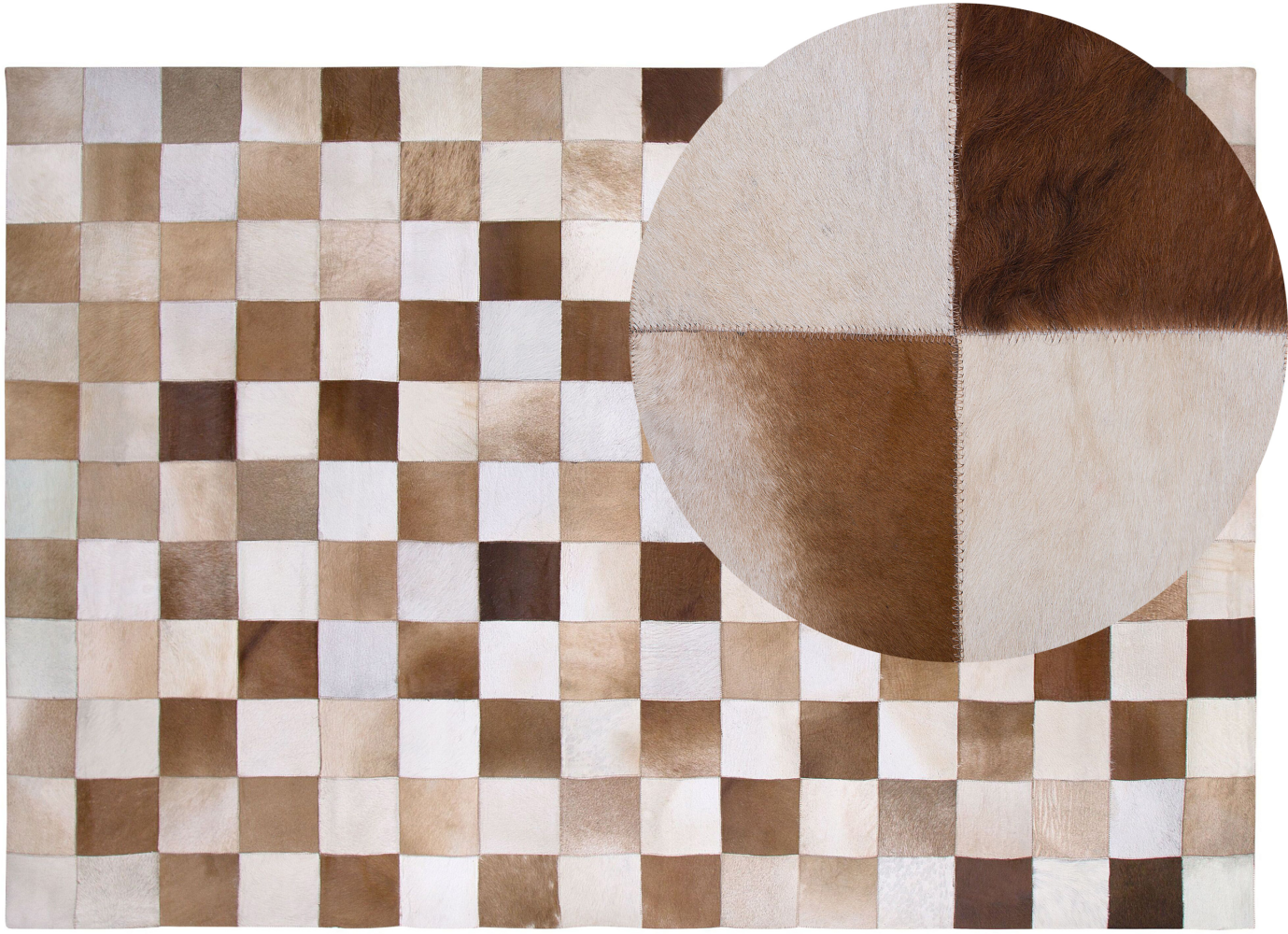 Teppich Kuhfell braun / beige 140 x 200 cm Patchwork Kurzflor SOLMAZ Bild 1