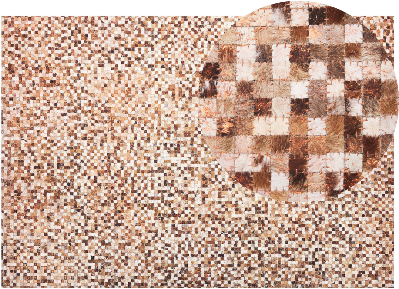 Teppich Kuhfell braun / beige 160 x 230 cm geometrisches Muster Kurzflor TORUL Bild 1