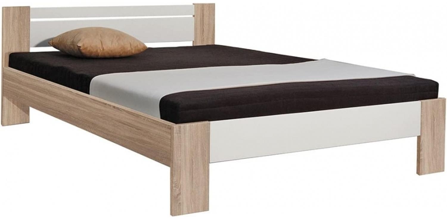 'Vega'Bett mit Rollrost und Matratze, Sonoma Eiche/Weiß, 140 x 200 cm Bild 1