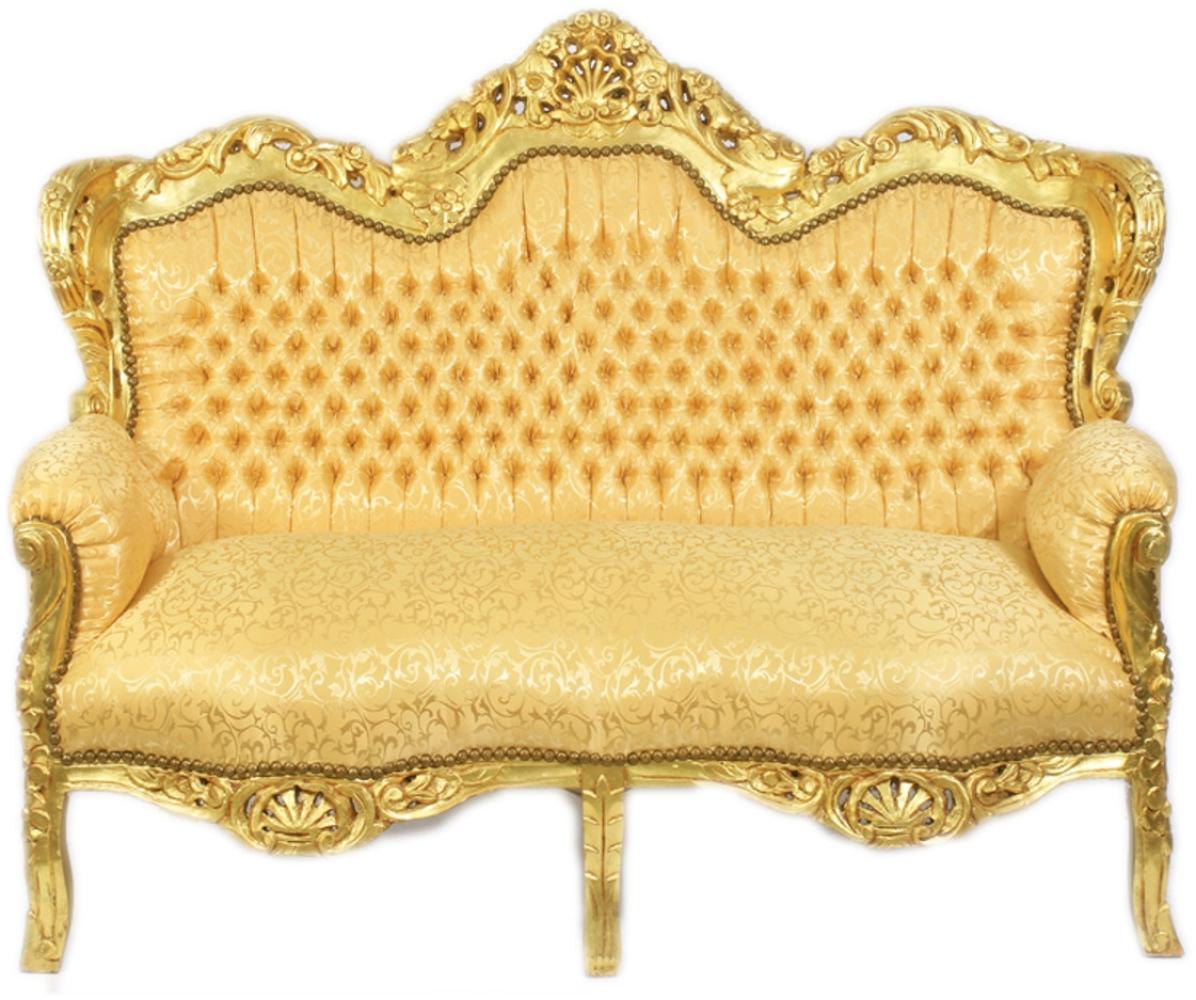 Casa Padrino Barock 2-er Sofa King Gold Muster / Gold - Barock Möbel Bild 1