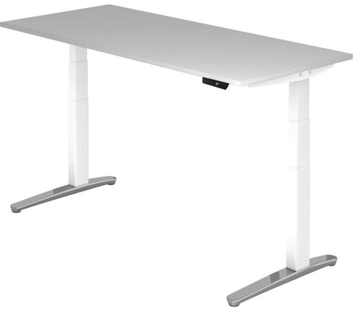 'XBHM19' Sitz-Steh-Schreibtisch elektrisch 180x80cm Grau/Weiß, poliert Bild 1