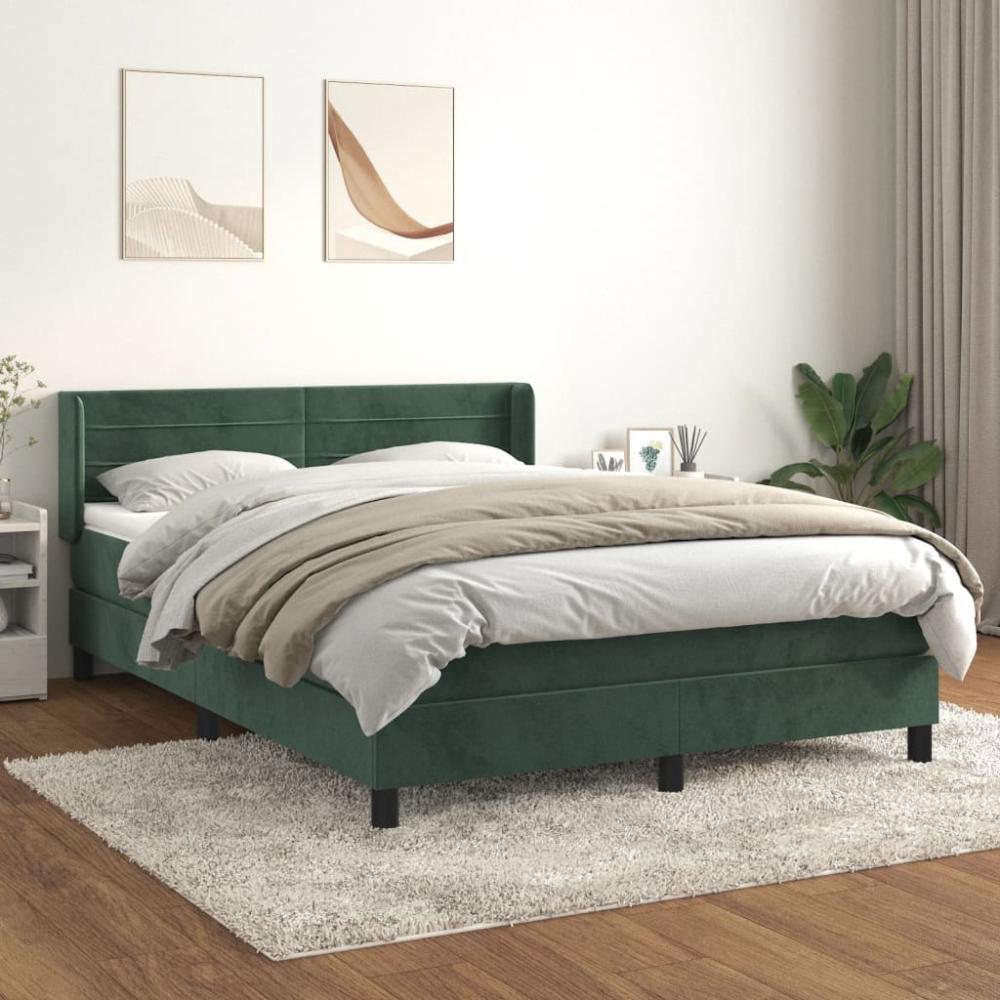 Boxspringbett mit Matratze Dunkelgrün 140x190 cm Samt 3131018 Bild 1