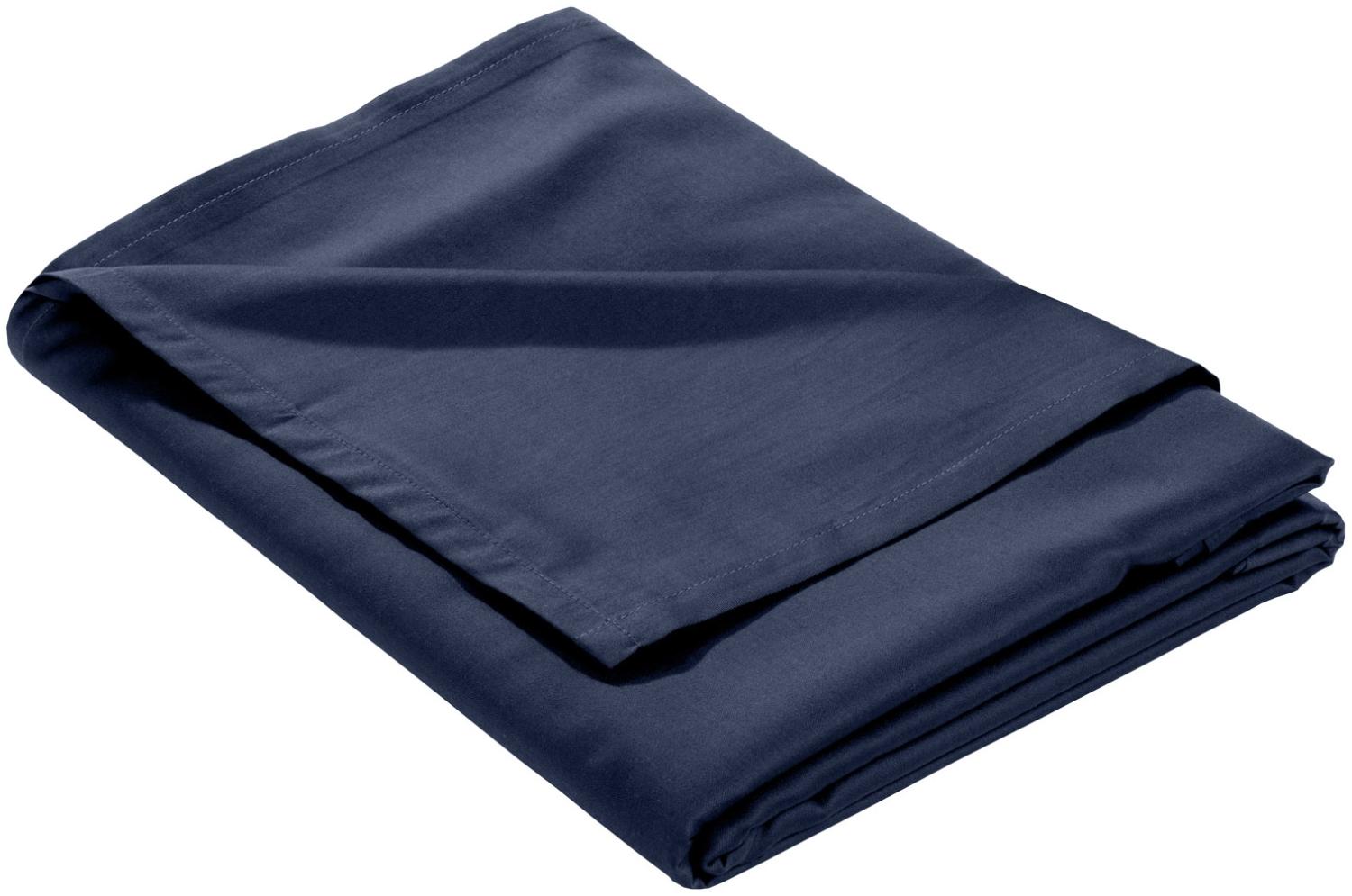 Mako Satin Bettlaken ohne Gummizug dunkelblau 160x260cm Bild 1