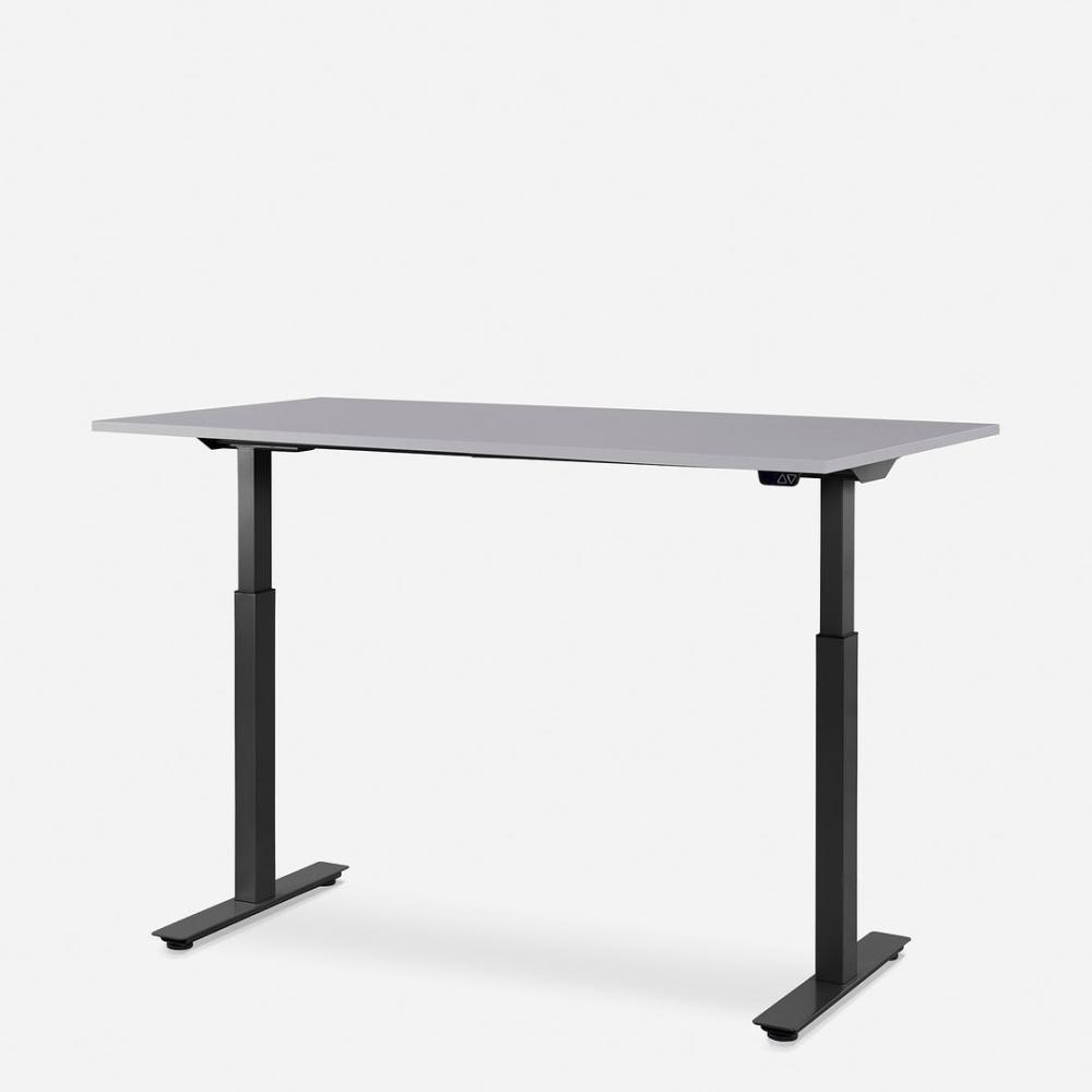 140 x 80 cm WRK21® SMART - Grau Uni / Schwarz elektrisch höhenverstellbarer Schreibtisch Bild 1