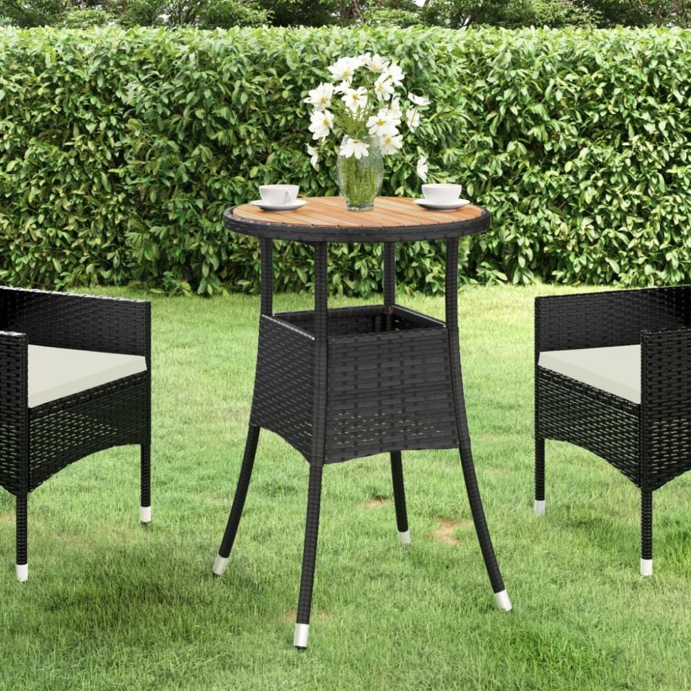 vidaXL Gartentisch Ø60x75 cm Akazienholz und Poly Rattan Schwarz 310602 Bild 1