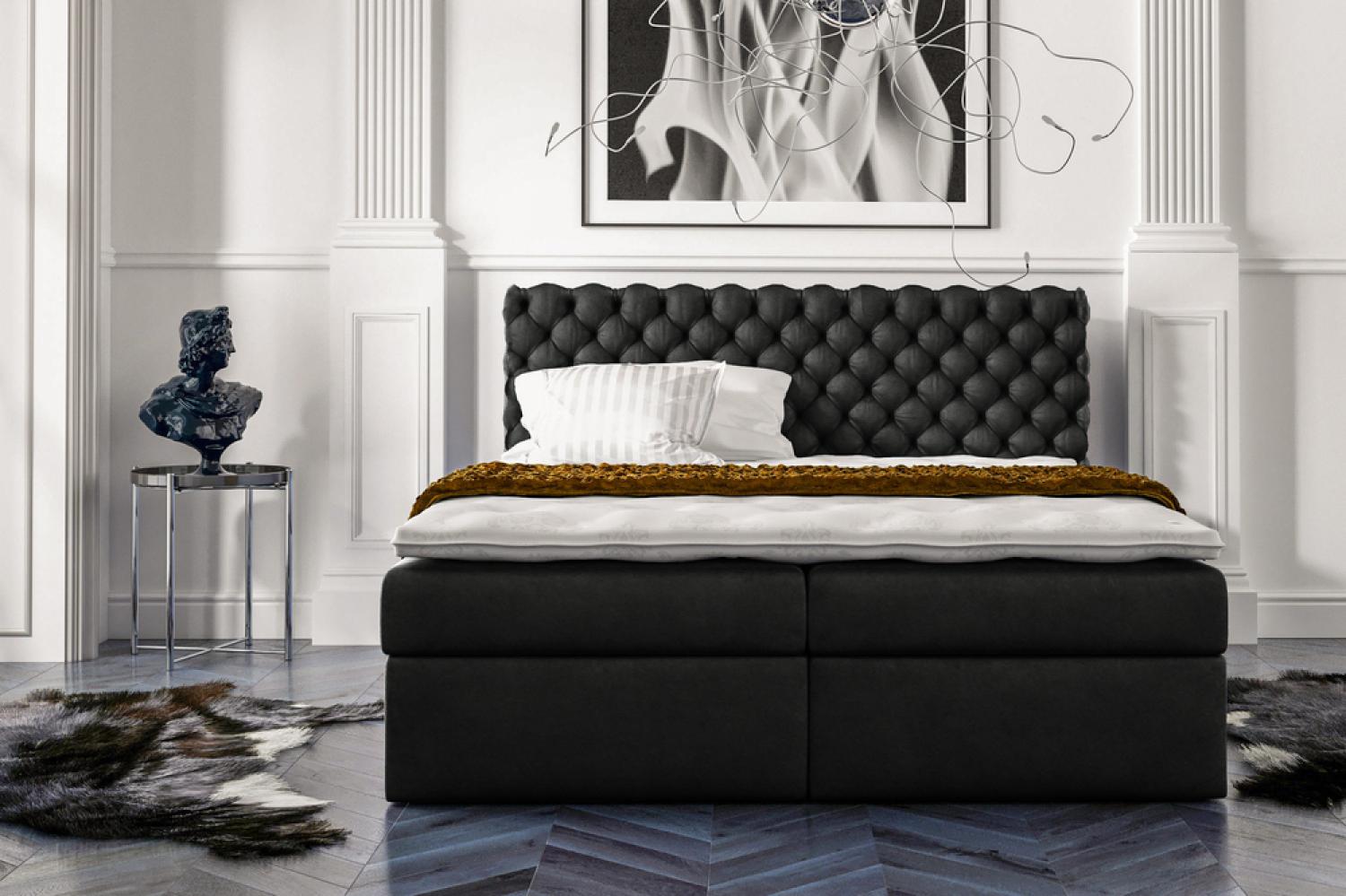 Stylefy 'Alviero' Boxspringbett, Kunstleder Madryt Schwarz 120 x 200 cm Bild 1