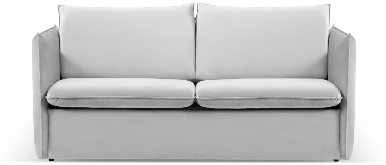 Micadoni 2-Sitzer Samtstoff Sofa mit Bettfunktion Agate | Bezug Silver | Beinfarbe Black Plastic Bild 1