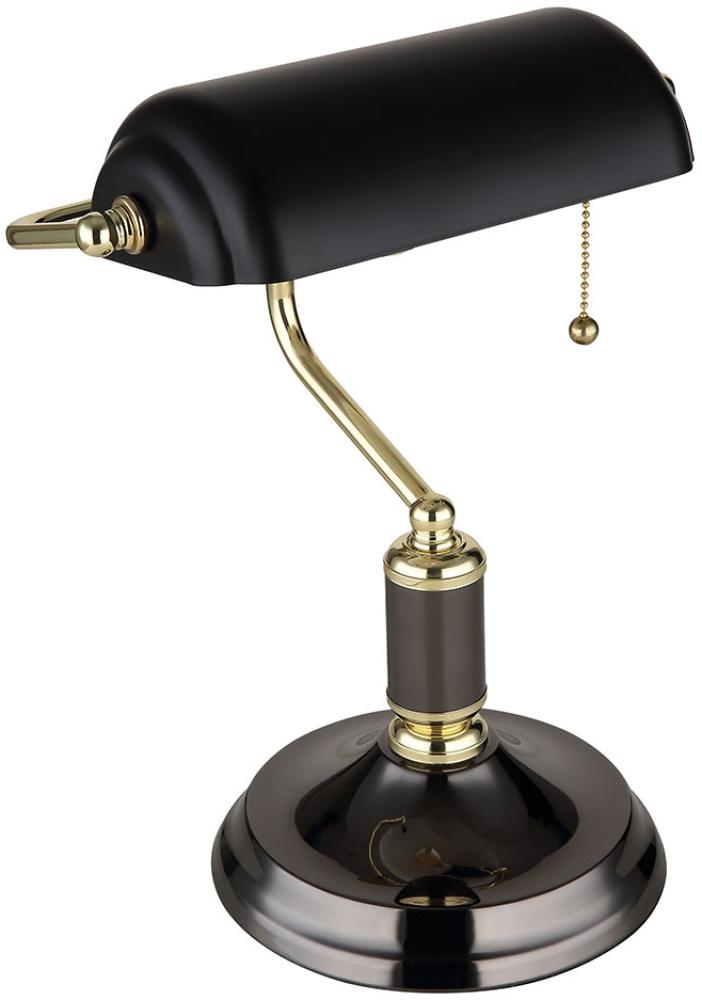 RGB LED Tischleuchte, Bankerlampe, schwarz gold, H 34 cm Bild 1