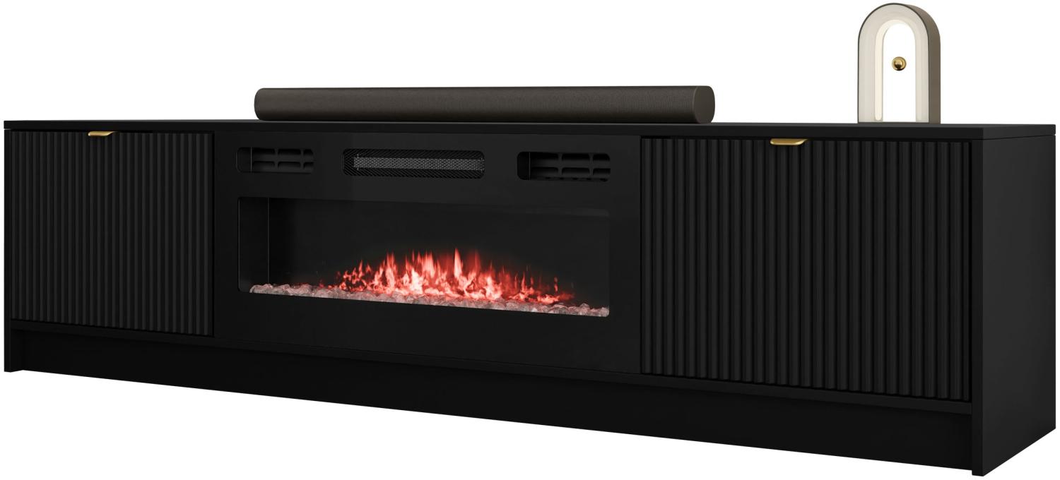 Mirjan24 'Tireno EF' TV-Lowboard mit elektrischem Kamin, Holz schwarz molet, 48 x 40 x 182 cm Bild 1