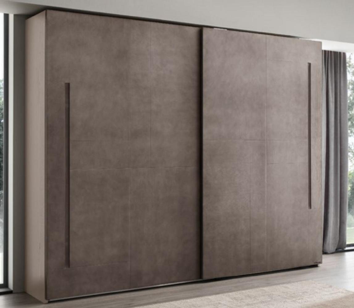 Casa Padrino Luxus Schlafzimmerschrank Grau 295 x 68 x H. 250 cm - Massivholz Kleiderschrank mit 2 Schiebetüren - Schlafzimmer Möbel - Luxus Qualität Bild 1