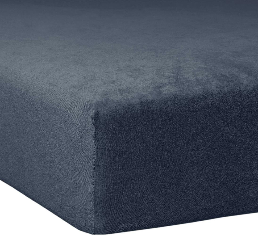 Traumschlaf Flausch Biber Boxspring Matratzen Spannbettlaken | 120x200 cm - 130x200 cm | marine Bild 1