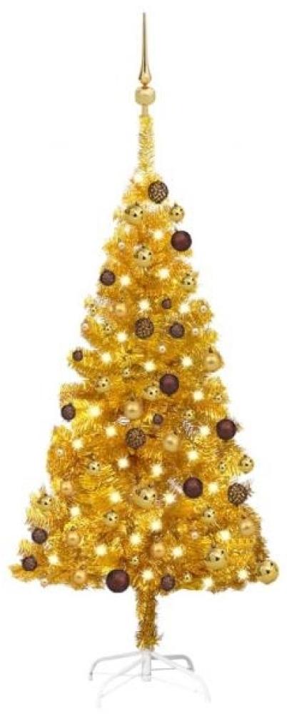 vidaXL Künstlicher Weihnachtsbaum mit LEDs & Kugeln Golden 120cm PET, Mit Beleuchtung [3077517] Bild 1