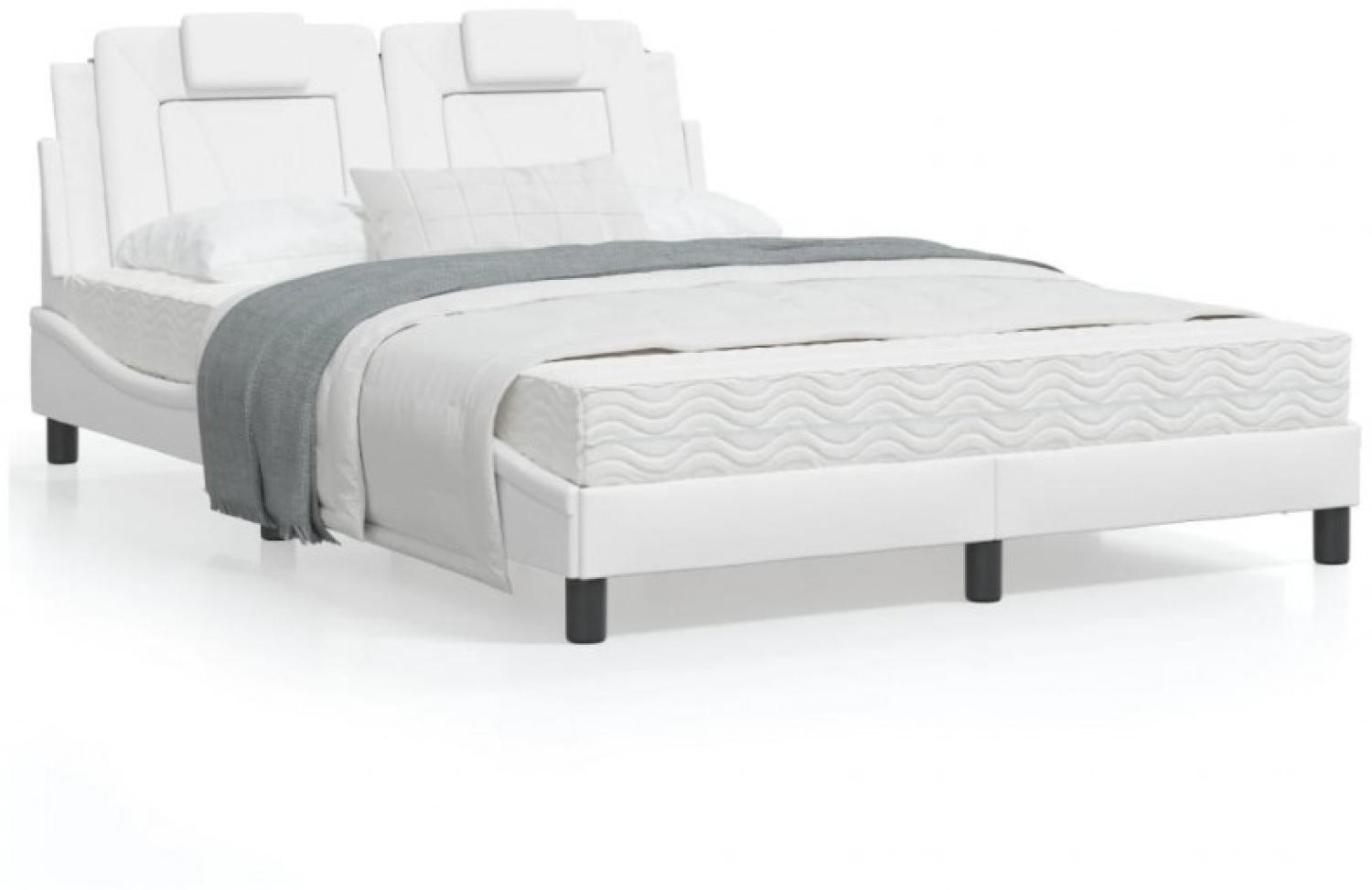 Bett mit Matratze Weiß 120x200 cm Kunstleder (Farbe: Weiß) Bild 1