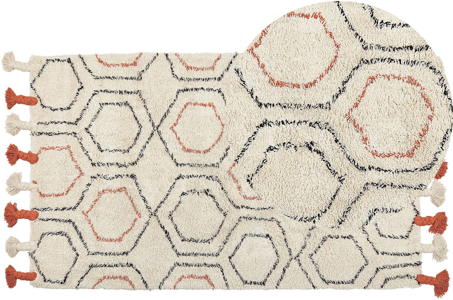 Teppich Baumwolle beige orange 80 x 150 cm geometrisches Muster Kurzflor HAJIPUR Bild 1