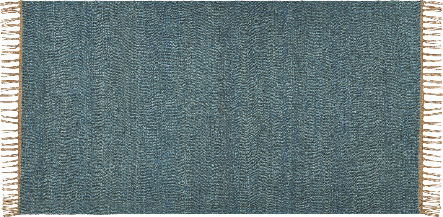Teppich Jute blau 80 x 150 cm Kurzflor zweiseitig LUNIA Bild 1