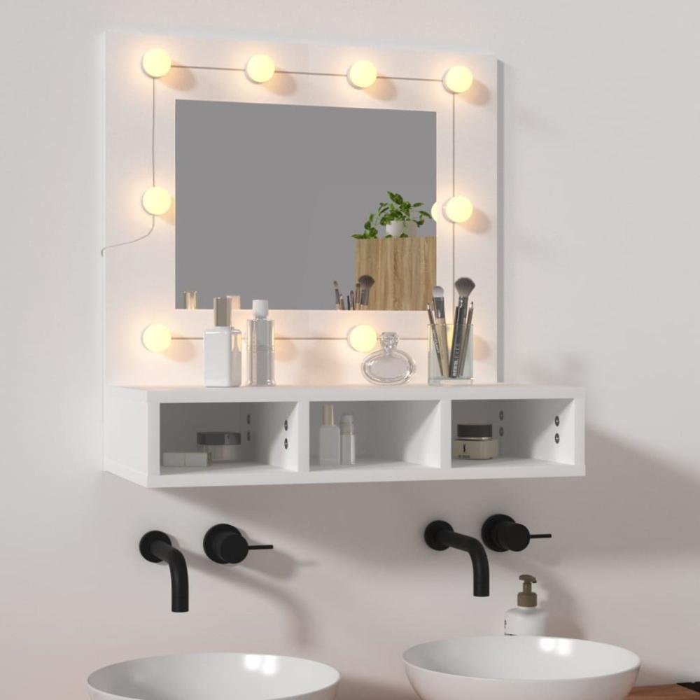vidaXL Spiegelschrank mit LED Weiß 60x31,5x62 cm Bild 1