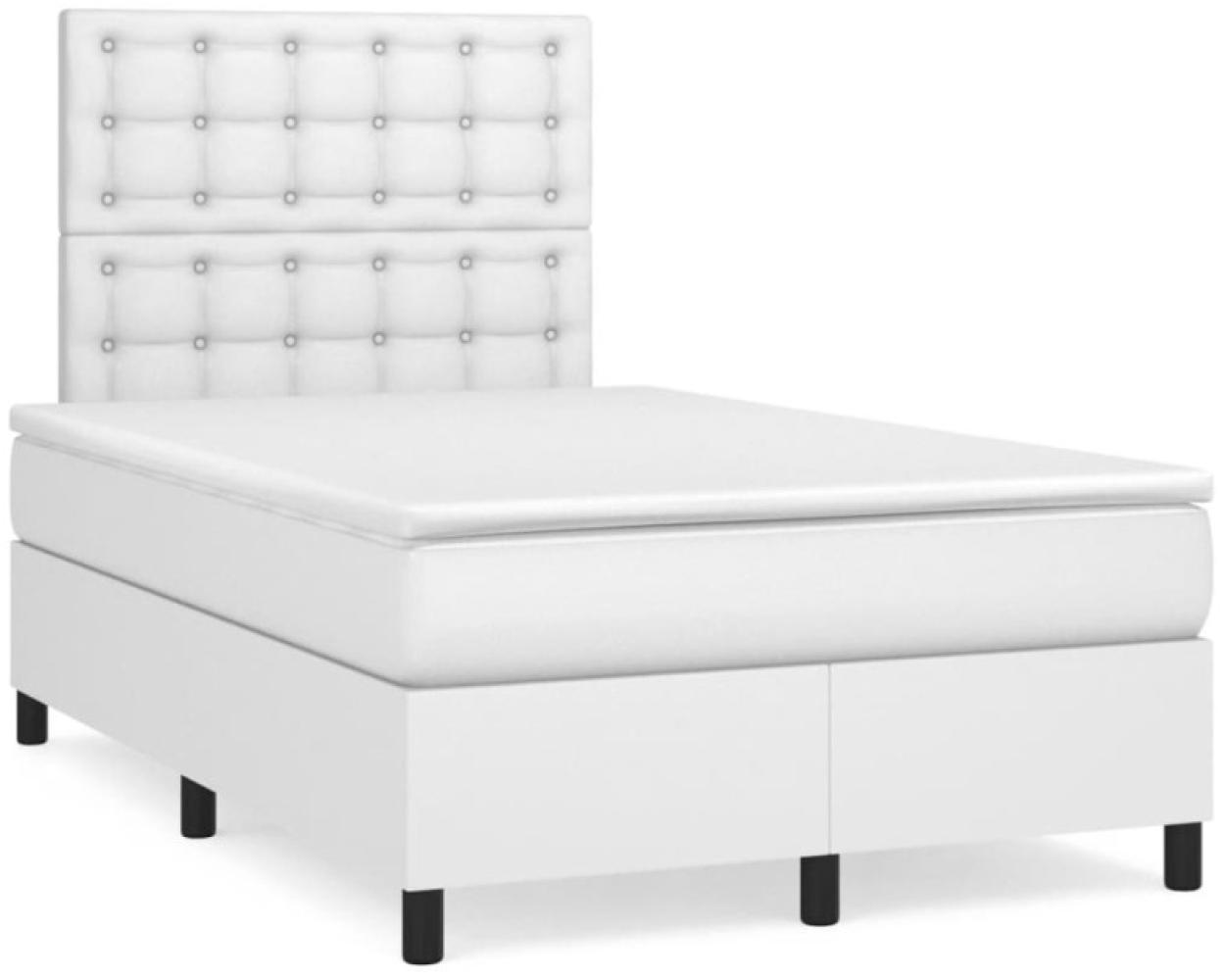 Boxspringbett mit Matratze Weiß 120x190 cm Kunstleder (Farbe: Weiß) Bild 1