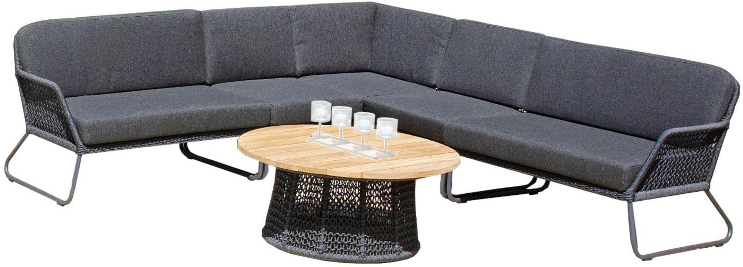 Sonnenpartner 6-teilige Lounge-Sitzgruppe Poison mit Tisch Aluminium mit Teakholz/Polyrope dunkelgra Bild 1