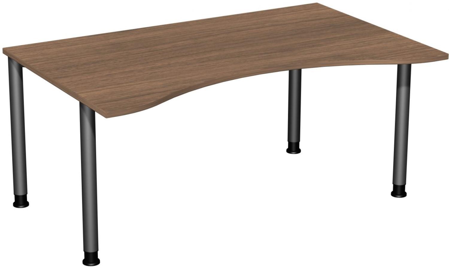 Schreibtisch '4 Fuß Flex' höhenverstellbar, 160x100cm, Nussbaum / Anthrazit Bild 1