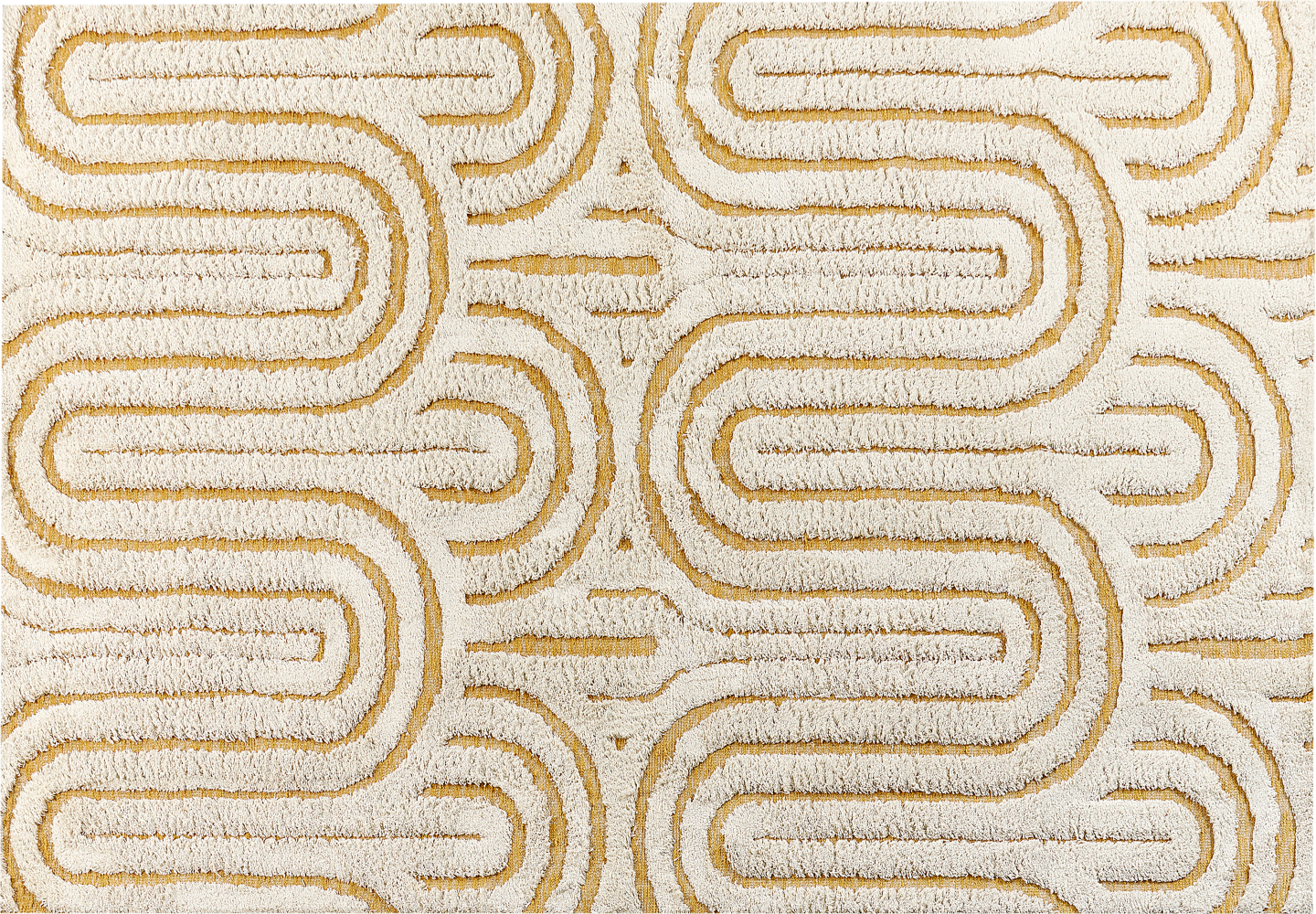 Teppich Baumwolle cremeweiß gelb 160 x 230 cm abstraktes Muster PERAI Bild 1