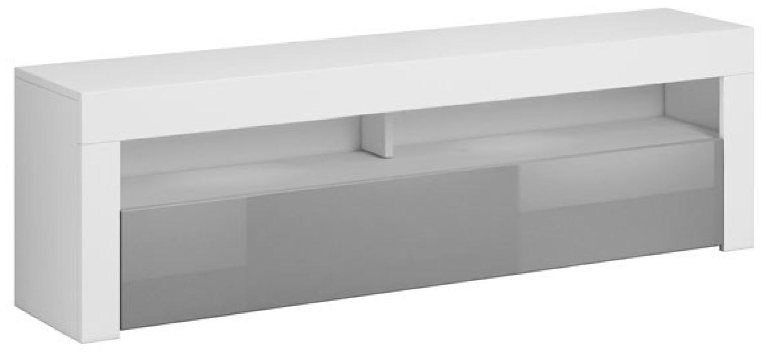 Lowboard "Mex" TV-Unterschrank 160 cm weiß grau Hochglanz Bild 1
