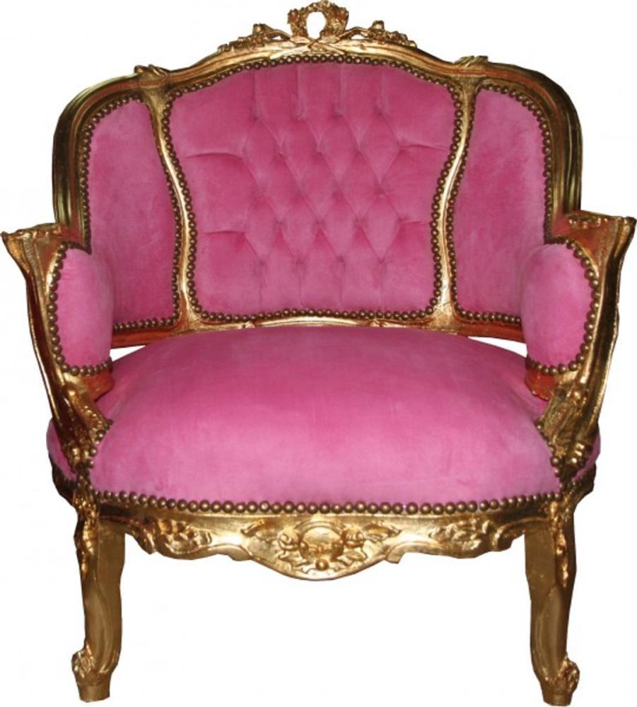 Casa Padrino Barock Salon Lounge Sessel Rosa / Gold - Cocktailsessel Bild 1