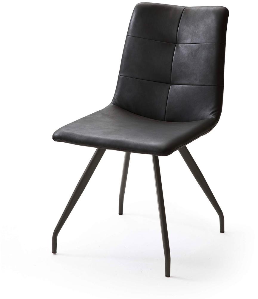 Stuhl Alessia C in Kunstleder im 2er Set 4-Fuß-Gestell. oval konisch Antiklook anthrazit lackiert, Schwarz Bild 1