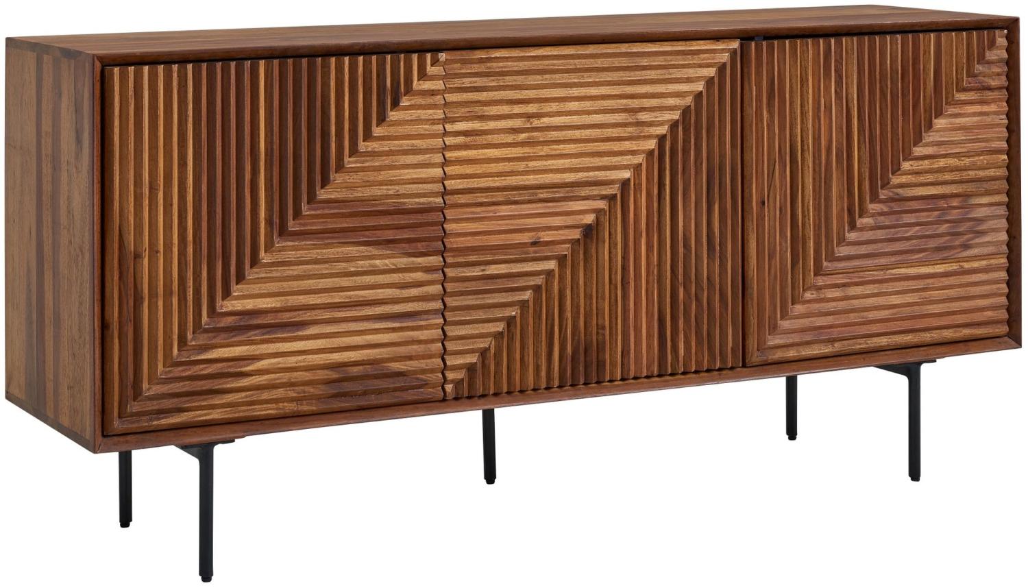 KADIMA DESIGN Sideboard aus Sheesham Massivholz und Metall - Modernes Design, 148x72x40 cm, mit 3 Türen, Stauraumwunder für Ihr Wohnzimmer. Bild 1