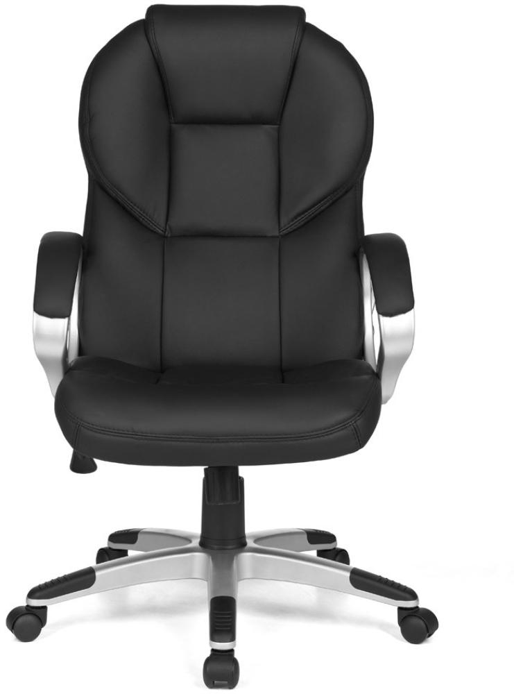 KADIMA DESIGN Chefsessel PALERMO - Der bequeme Bürostuhl mit integrierter Lendenwirbelstütze und arretierbarer Wippmechanik. Farbe: Schwarz Bild 1