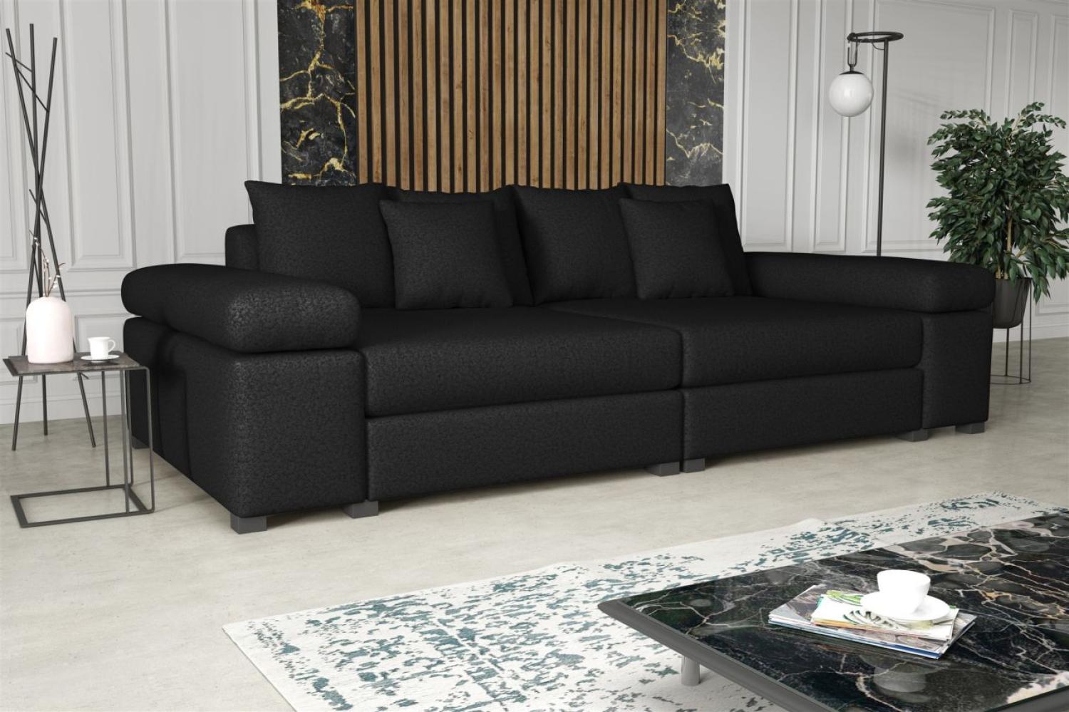 Big Sofa Couchgarnitur Megasofa Riesensofa AREZZO Stoff Now or Never Schwarz Bild 1