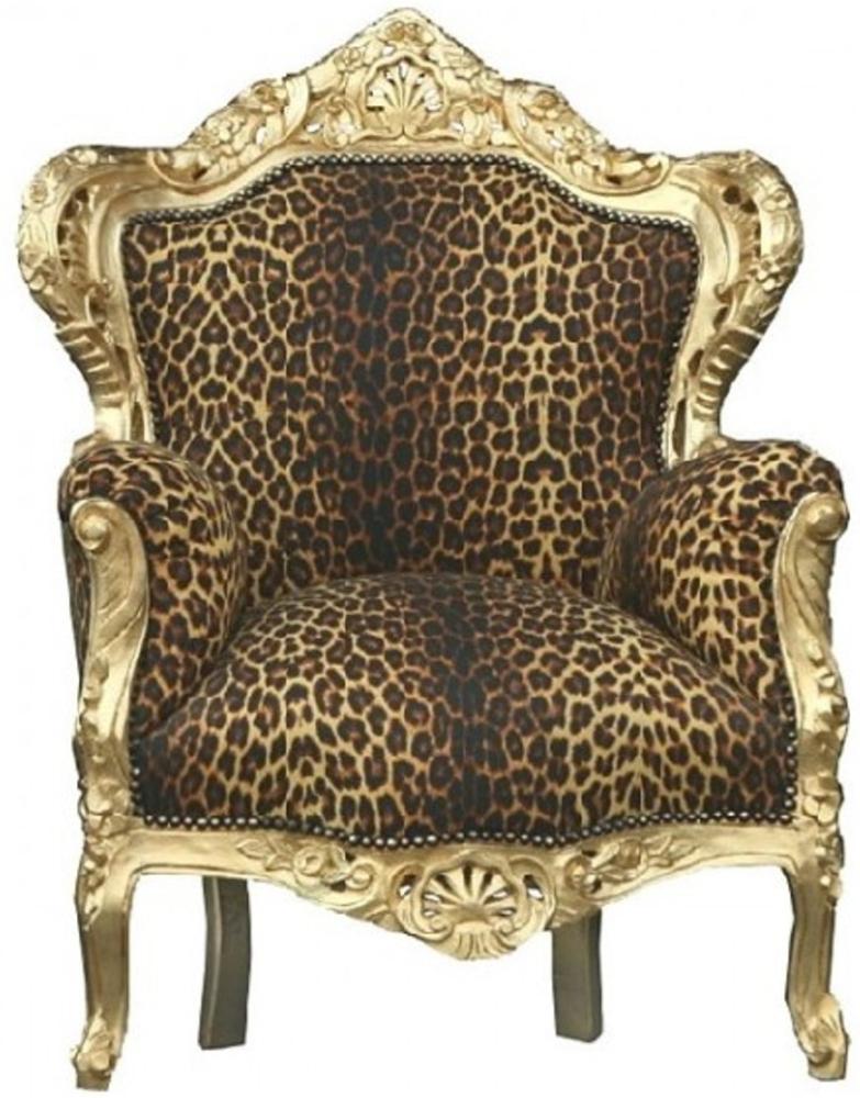 Casa Padrino Barock Sessel "King" Leopard/Gold Bild 1