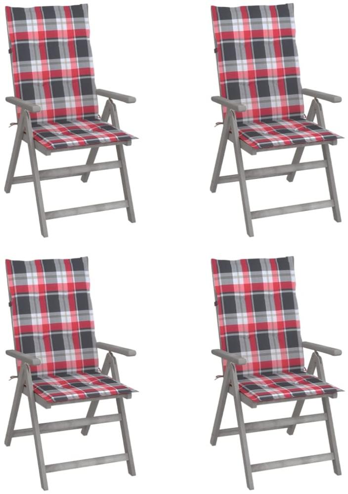 Verstellbare Gartenstühle 4 Stk. mit Auflagen Massivholz Akazie Bild 1