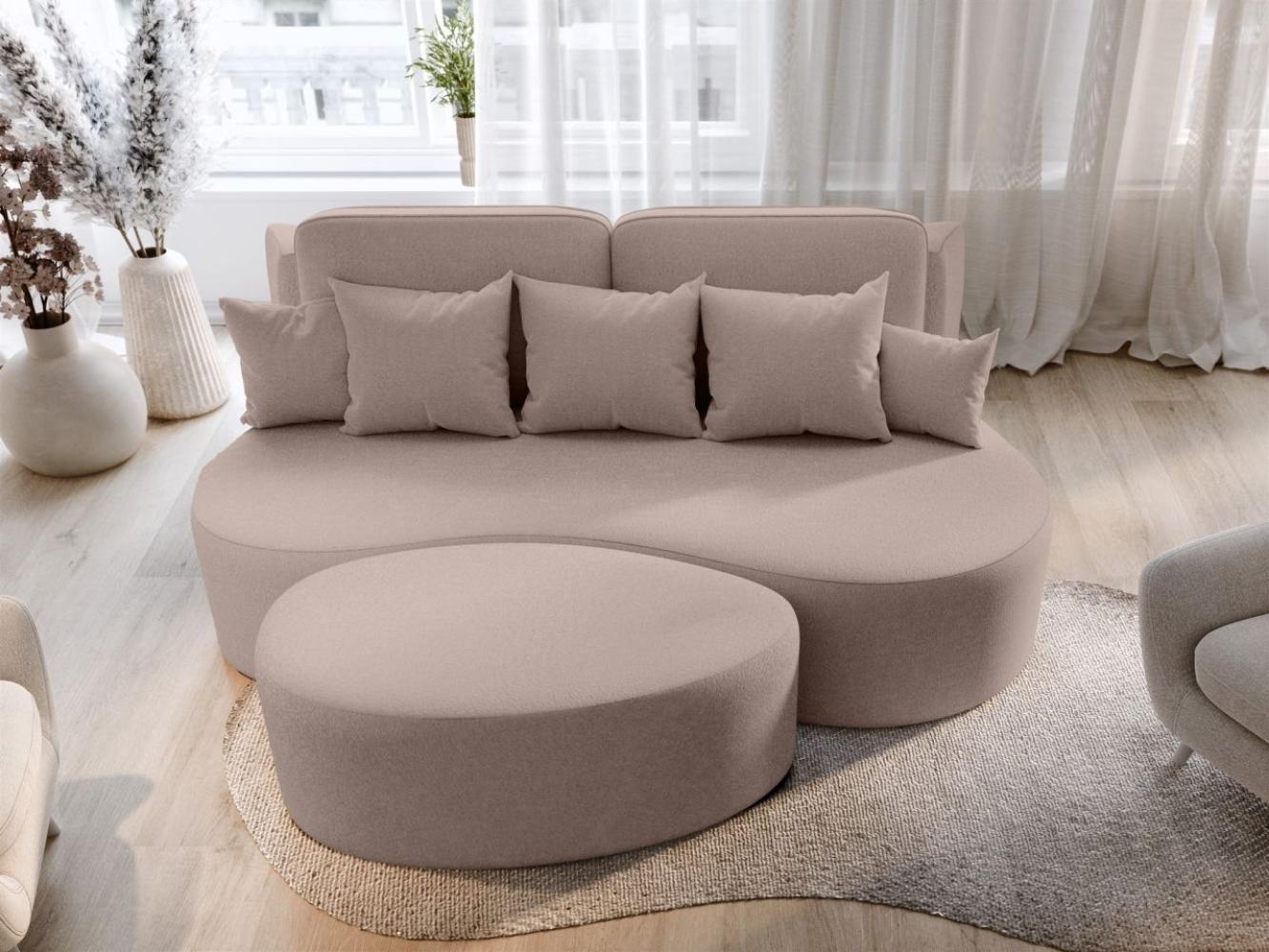 Schlafsofa Designersofa Sofa BIONA in Stoff Doha Beige inkl. Couchhocker Bild 1