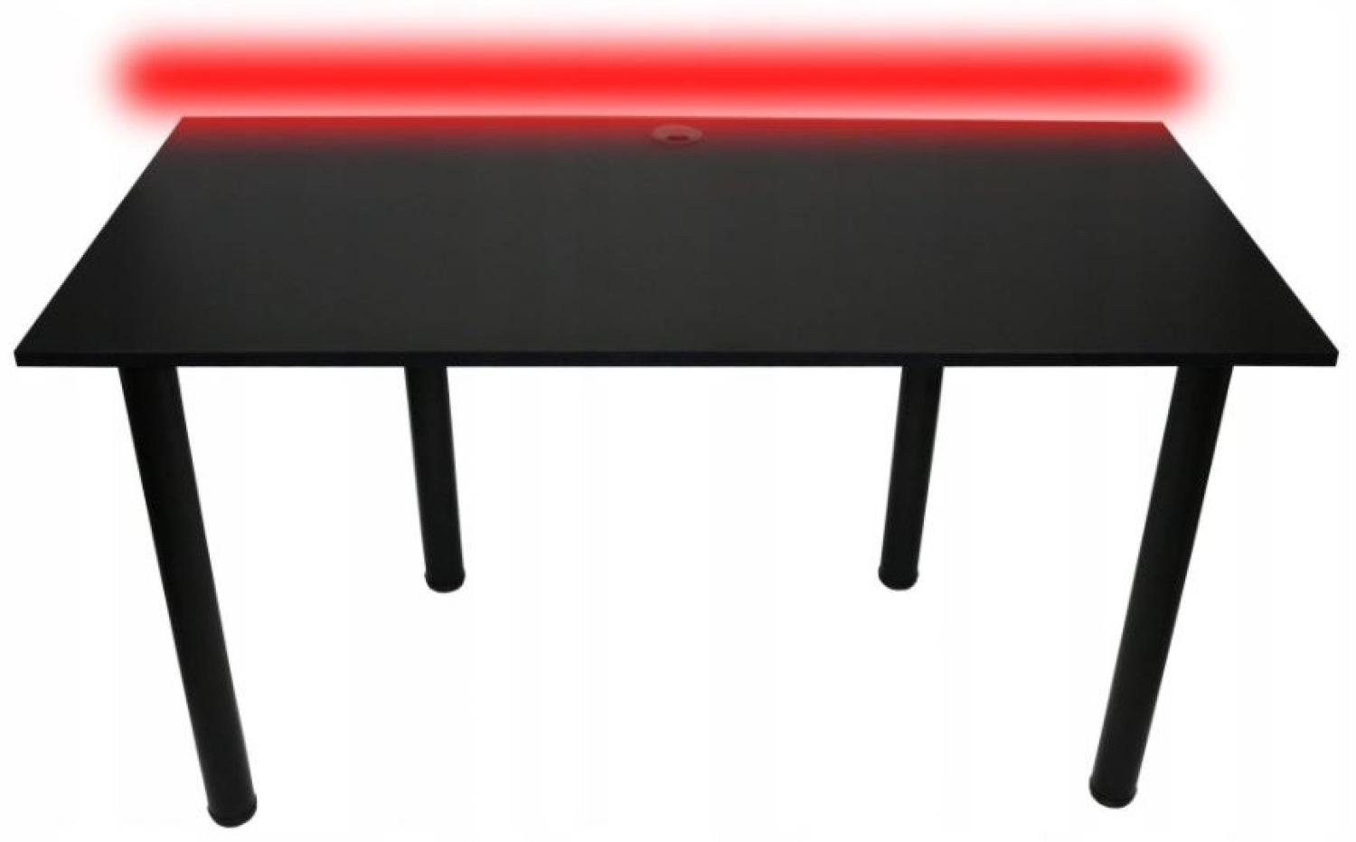 Gaming Tisch CODE BIG B2 mit LED, 160x73-76x80, schwarz/schwarze Beine + USB HUB Bild 1